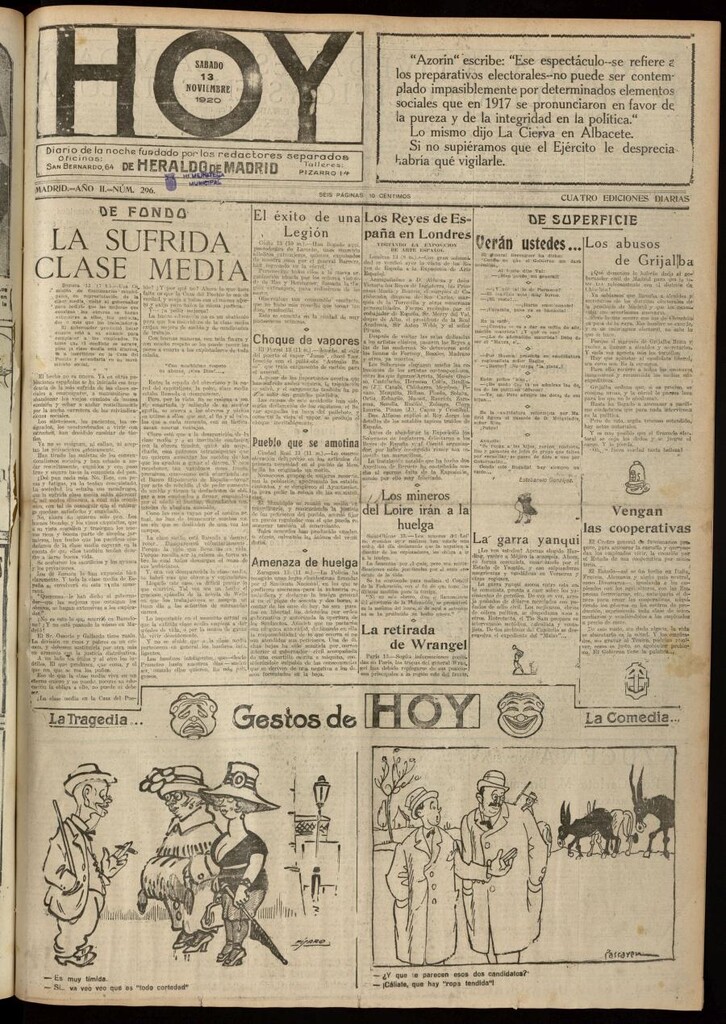 Miniatura de Hoy del 13 de noviembre de 1920
