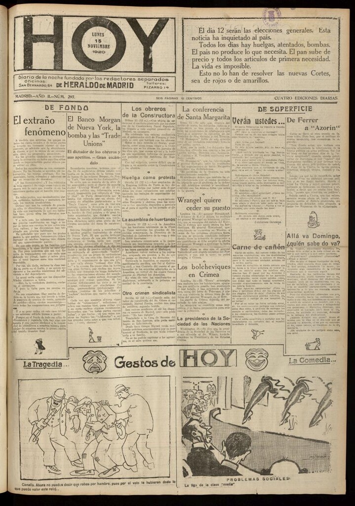 Miniatura de Hoy del 15 de noviembre de 1920