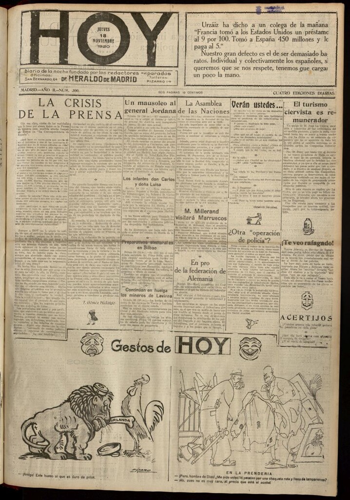 Miniatura de Hoy del 18 de noviembre de 1920