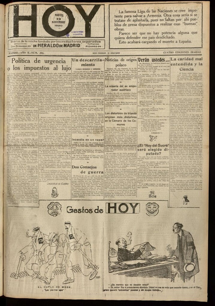 Miniatura de Hoy del 23 de noviembre de 1920