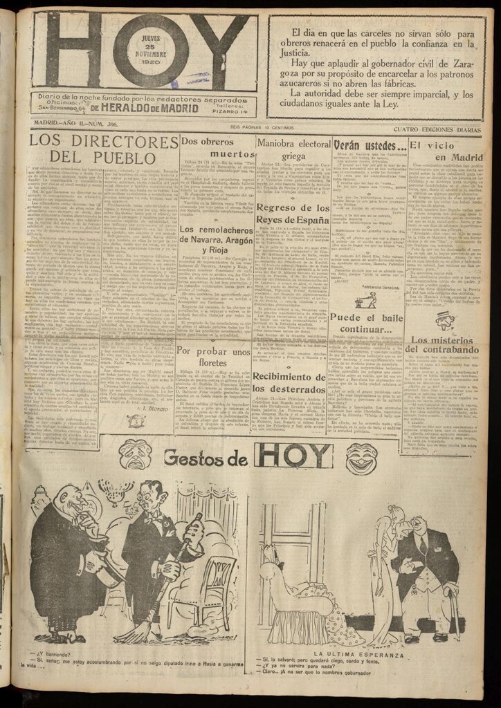 Miniatura de Hoy del 25 de noviembre de 1920