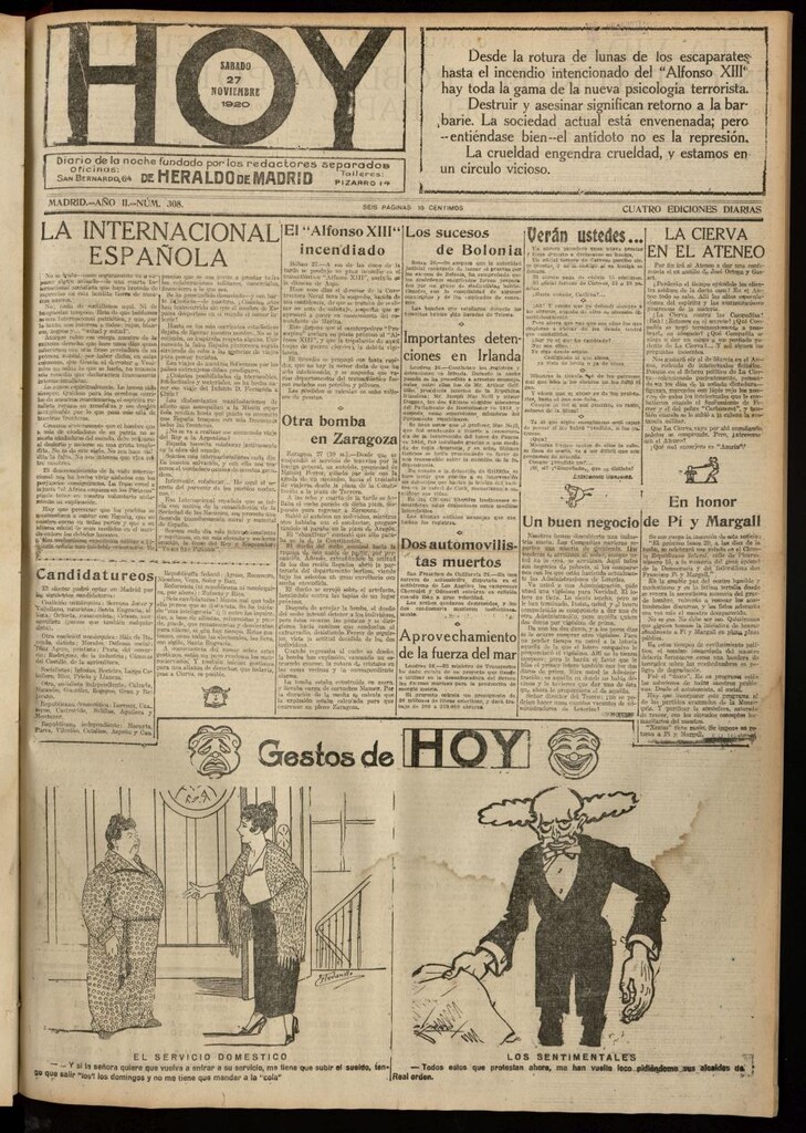 Miniatura de Hoy del 27 de noviembre de 1920