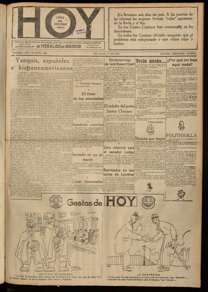 Miniatura de Hoy del 29 de noviembre de 1920