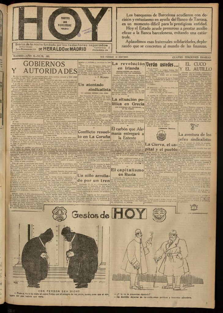 Miniatura de Hoy del 30 de noviembre de 1920