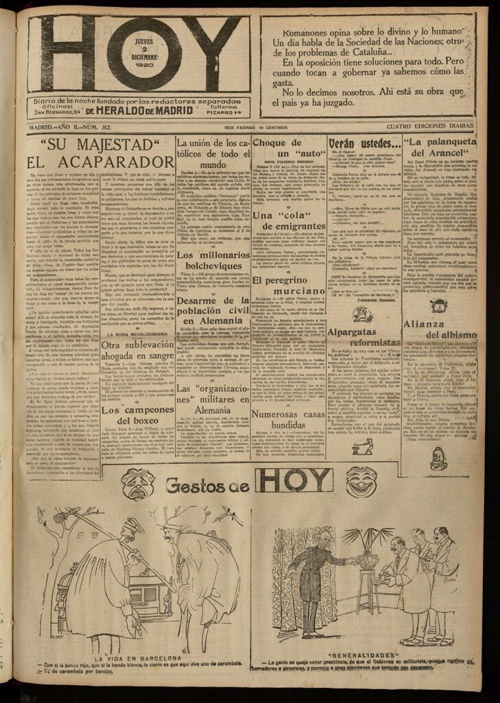 Miniatura de Hoy del 2 de diciembre de 1920