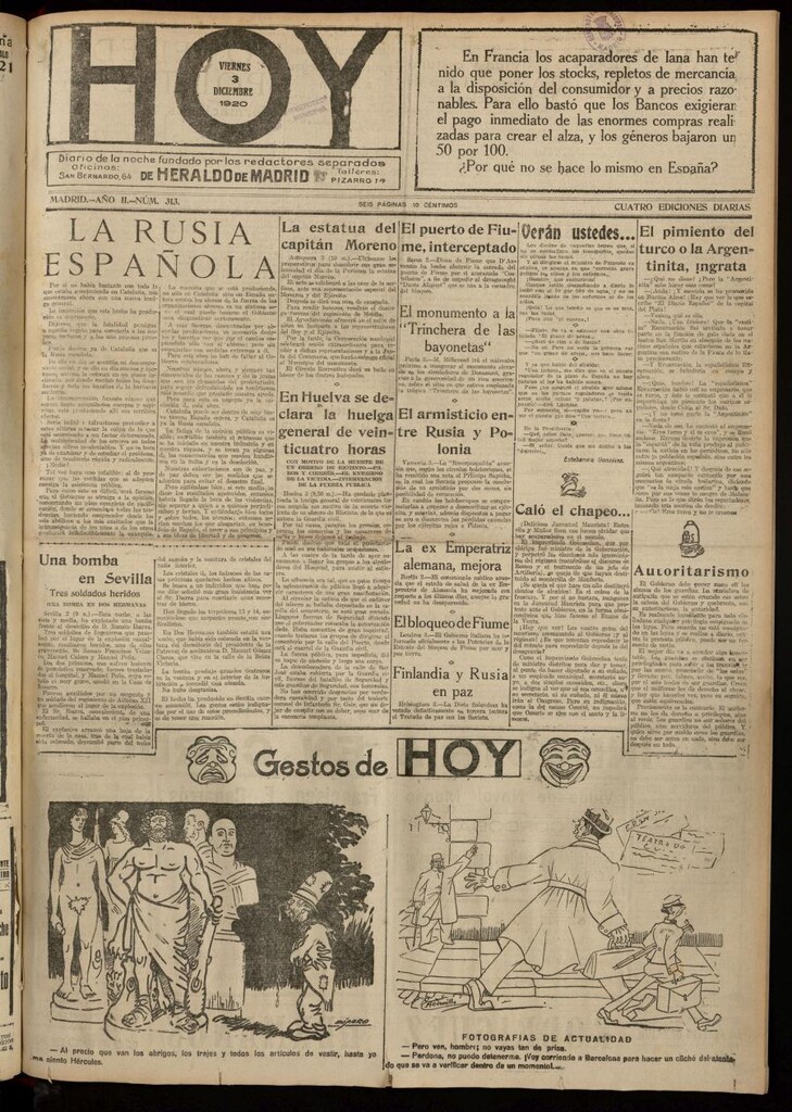 Miniatura de Hoy del 3 de diciembre de 1920