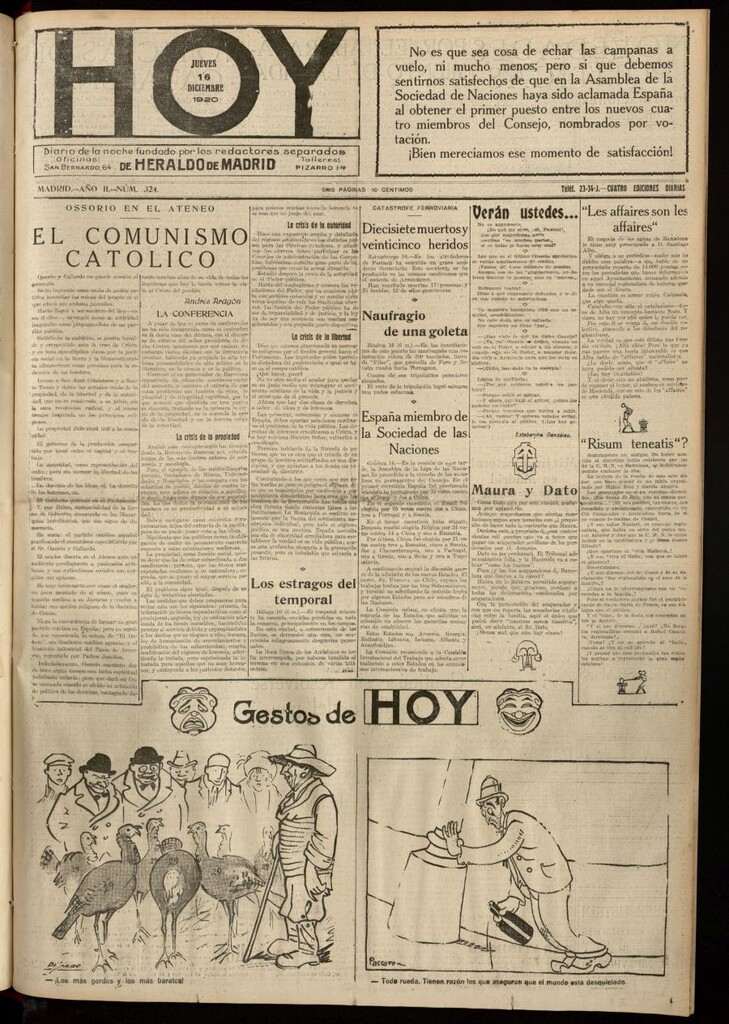 Miniatura de Hoy del 16 de diciembre de 1920