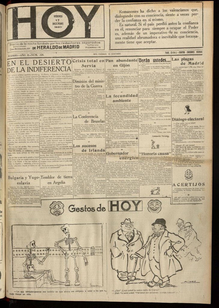 Miniatura de Hoy del 17 de diciembre de 1920
