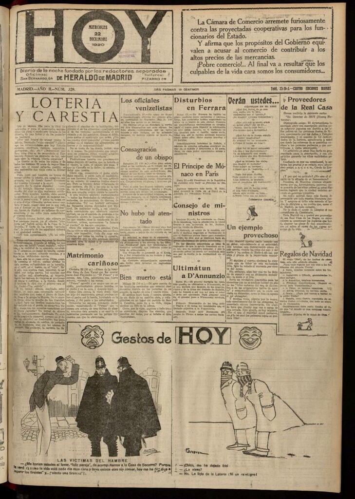 Miniatura de Hoy del 22 de diciembre de 1920