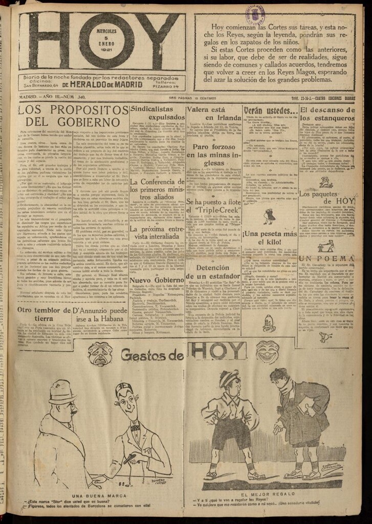 Miniatura de Hoy del 5 de enero de 1921