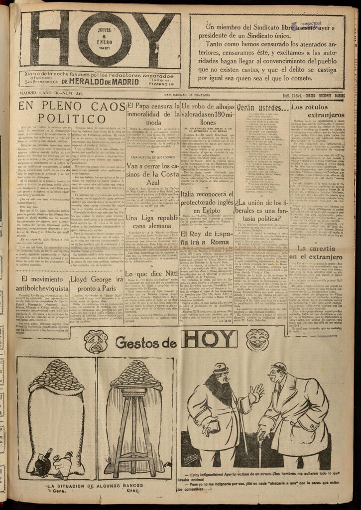 Miniatura de Hoy del 6 de enero de 1921
