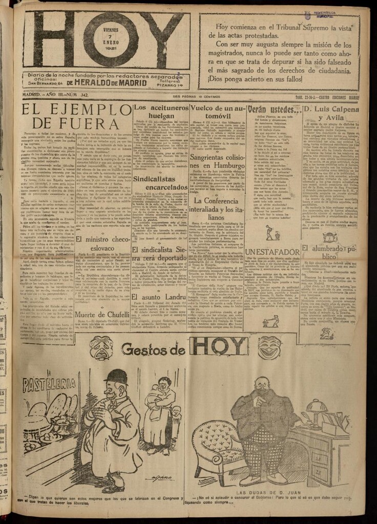 Miniatura de Hoy del 7 de enero de 1921