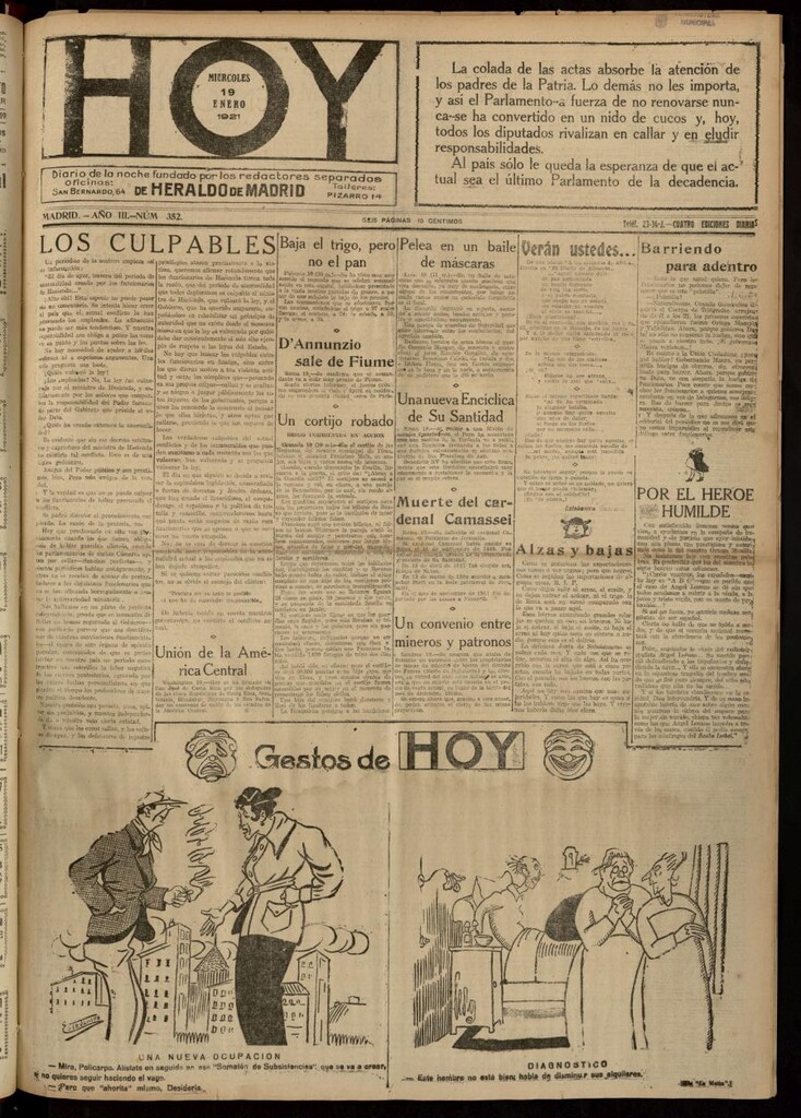 Miniatura de Hoy del 19 de enero de 1921