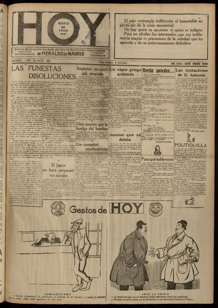 Miniatura de Hoy del 26 de enero de 1921