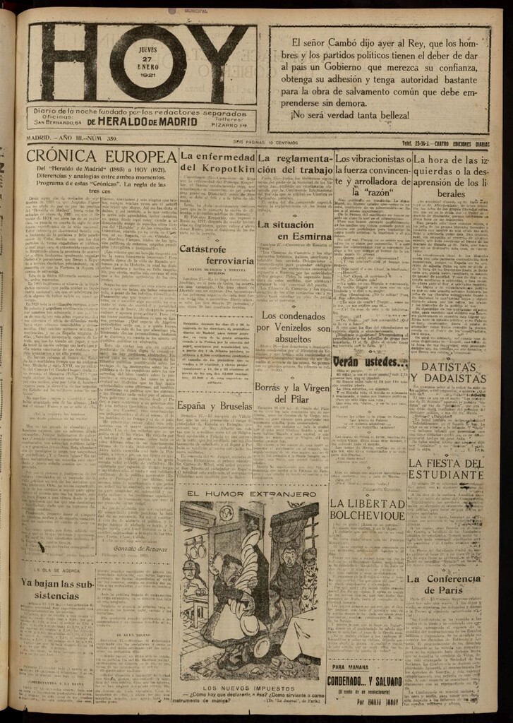 Miniatura de Hoy del 27 de enero de 1921