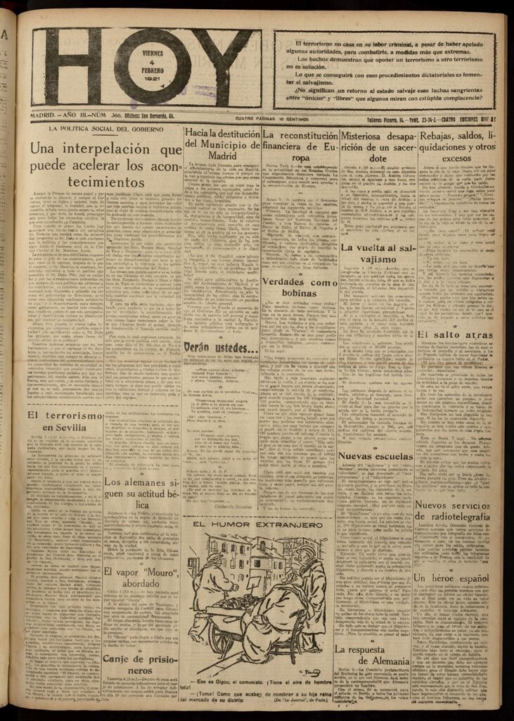 Miniatura de Hoy del 4 de febrero de 1921