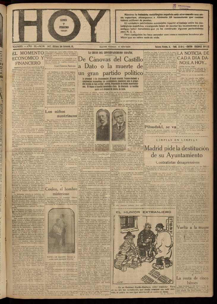 Miniatura de Hoy del 7 de febrero de 1921