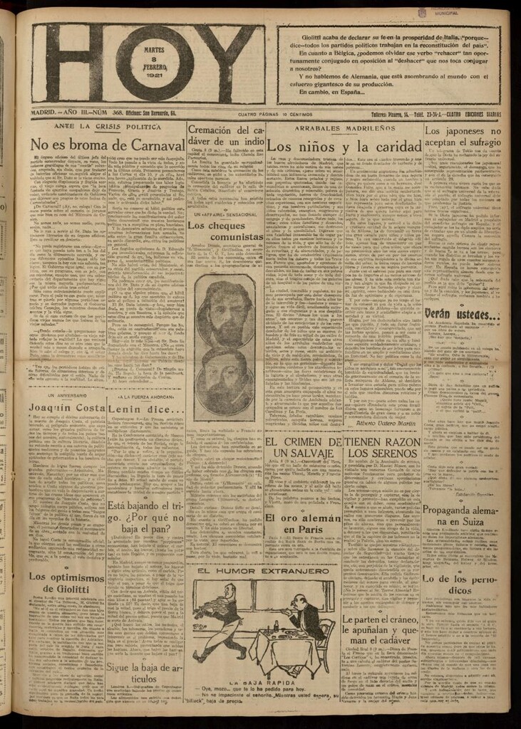 Miniatura de Hoy del 8 de febrero de 1921