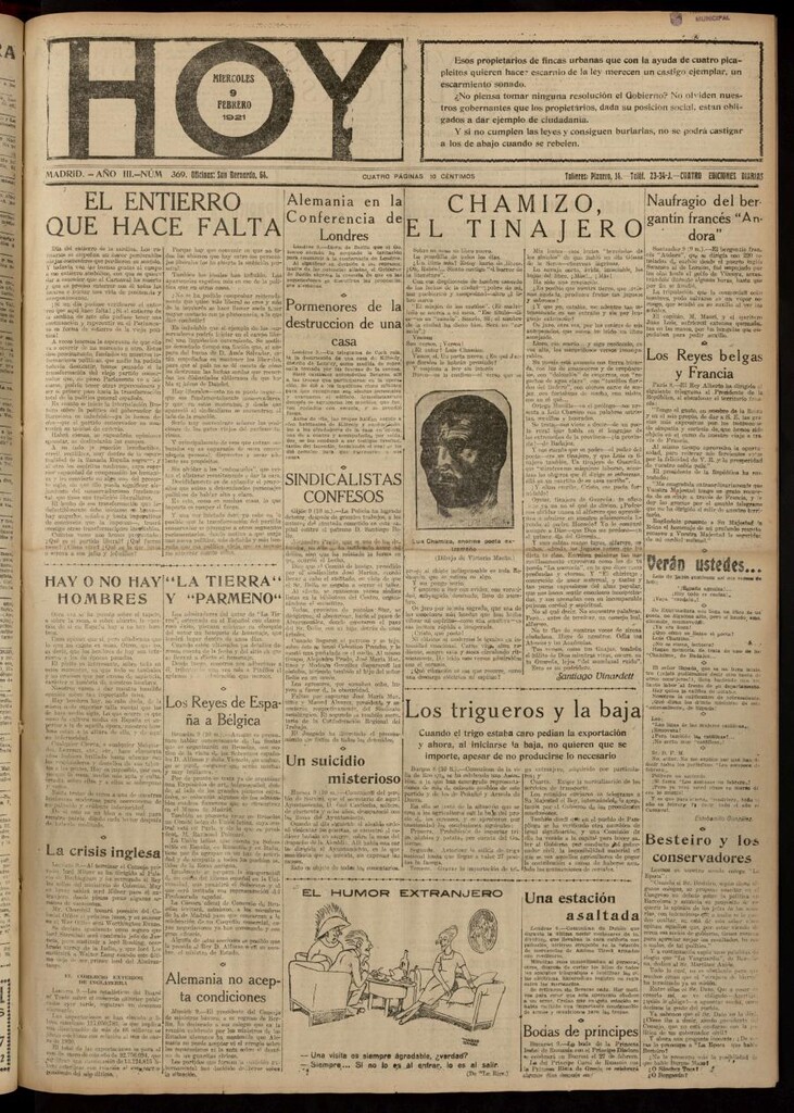 Miniatura de Hoy del 9 de febrero de 1921