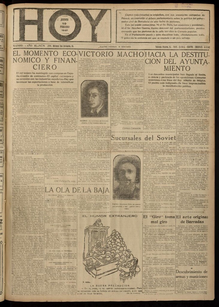 Miniatura de Hoy del 10 de febrero de 1921