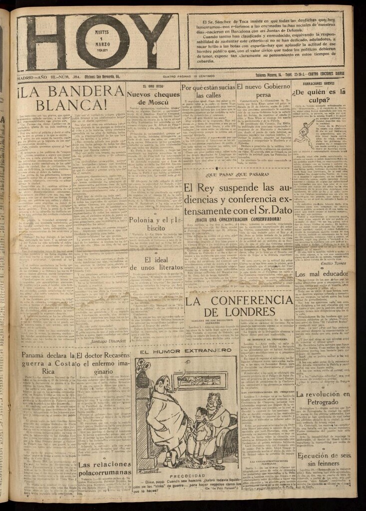 Miniatura de Hoy del 1 de marzo de 1921