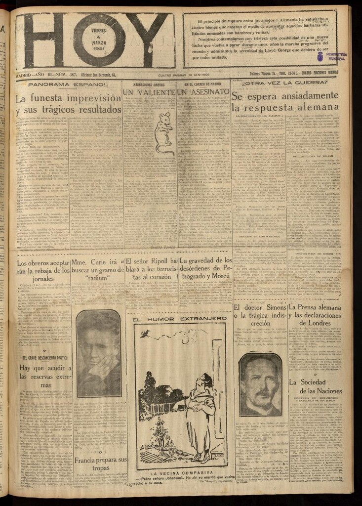 Miniatura de Hoy del 4 de marzo de 1921