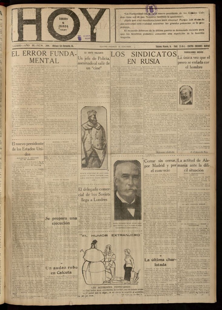 Miniatura de Hoy del 5 de marzo de 1921