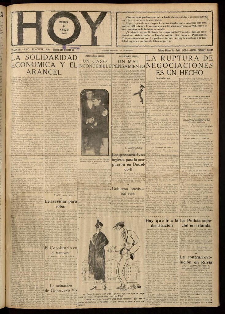 Miniatura de Hoy del 8 de marzo de 1921