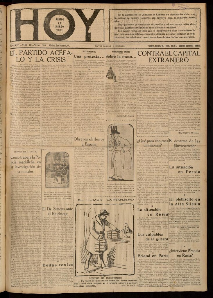 Miniatura de Hoy del 12 de marzo de 1921