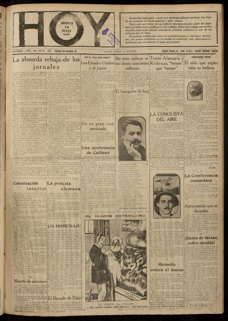 Miniatura de Hoy del 16 de marzo de 1921