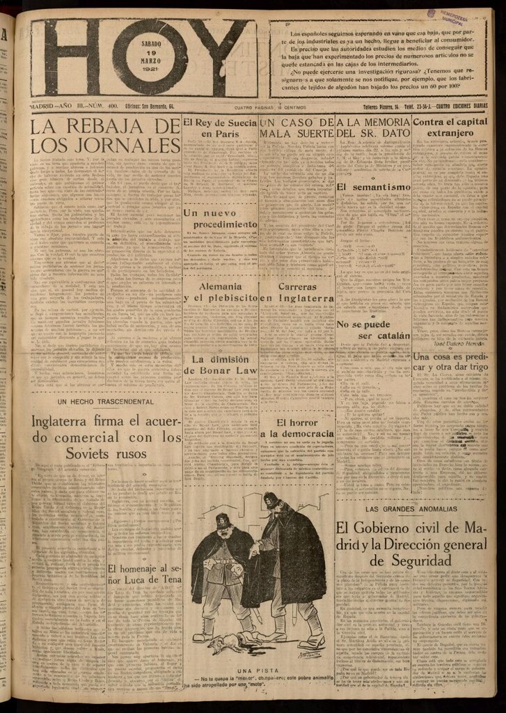 Miniatura de Hoy del 19 de marzo de 1921