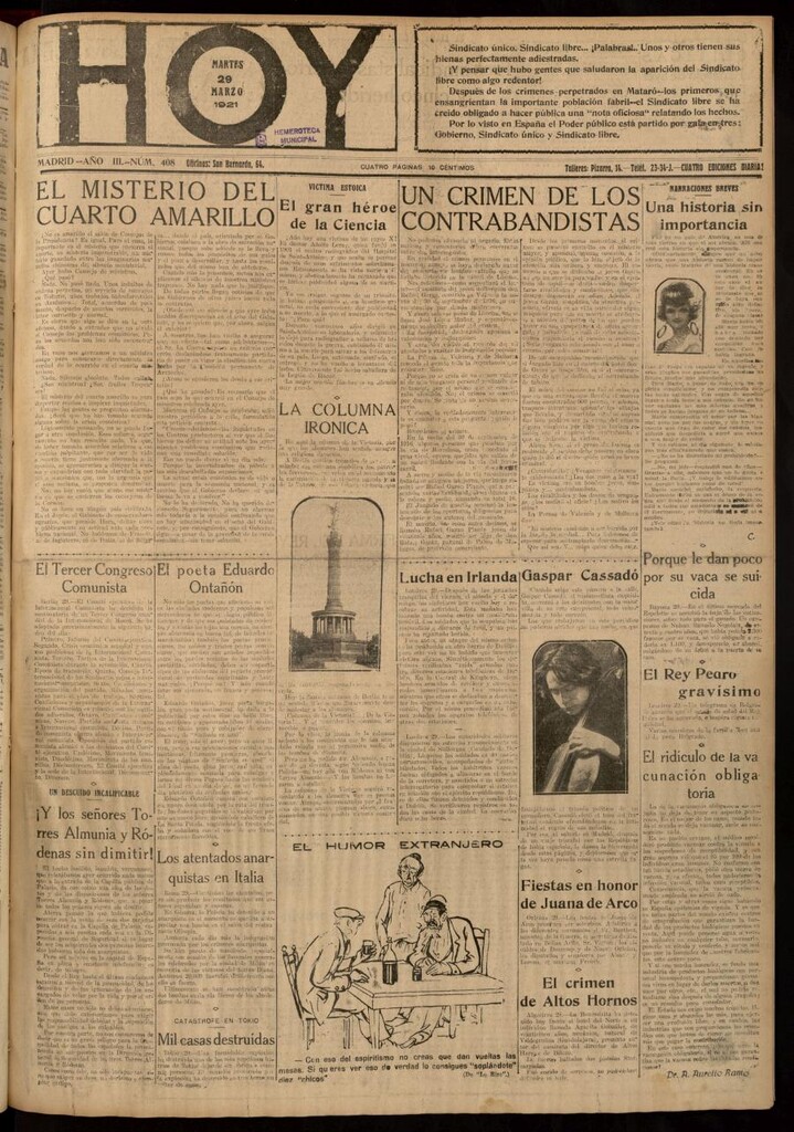 Miniatura de Hoy del 29 de marzo de 1921