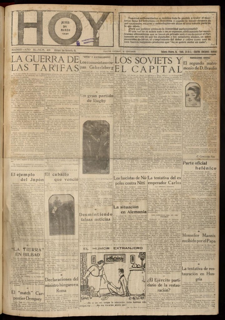 Miniatura de Hoy del 31 de marzo de 1921
