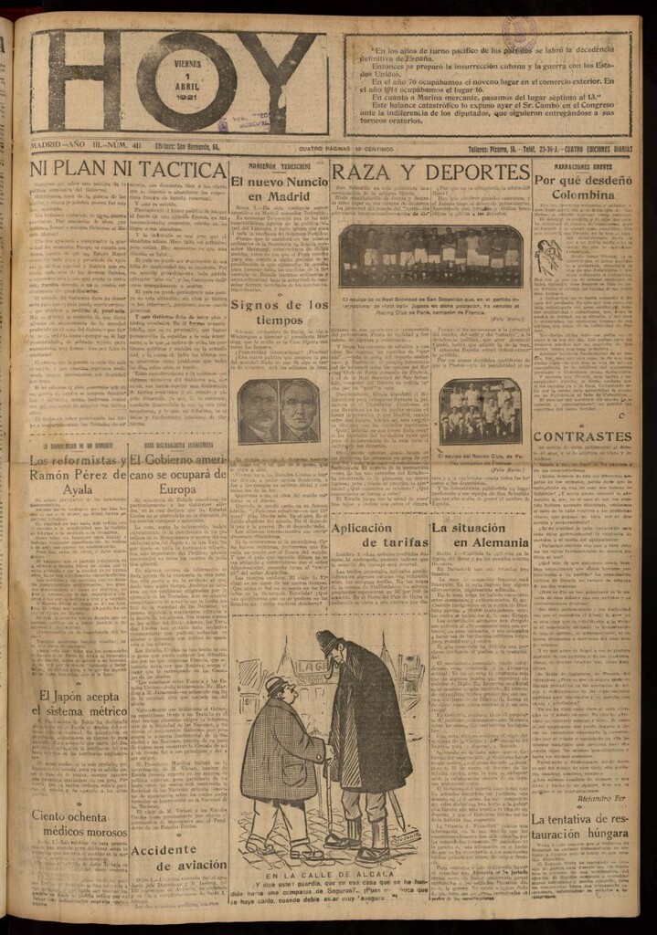 Miniatura de Hoy del 1 de abril de 1921