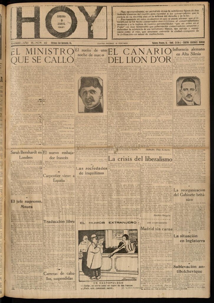 Miniatura de Hoy del 2 de abril de 1921