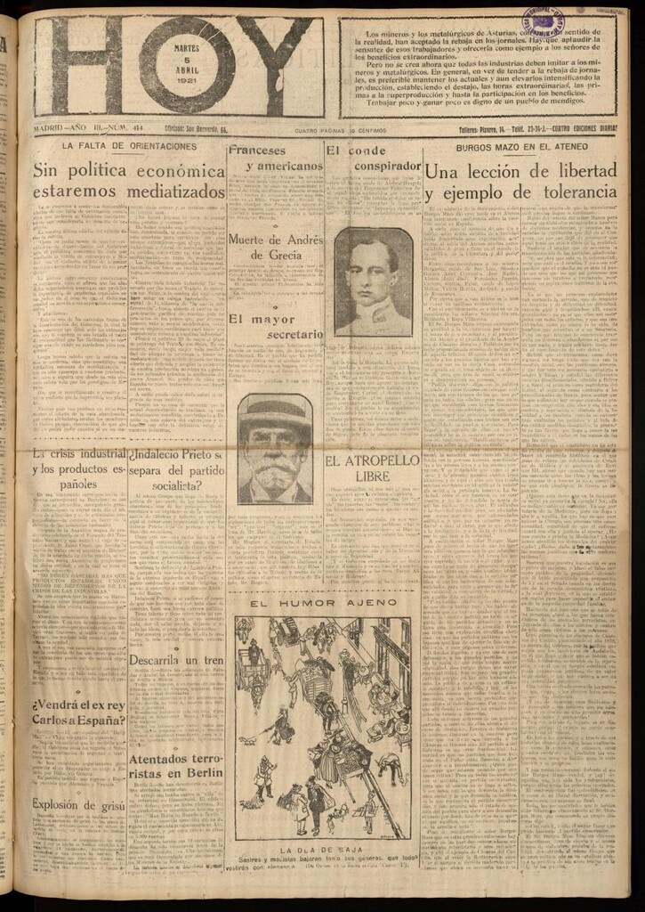 Miniatura de Hoy del 5 de abril de 1921