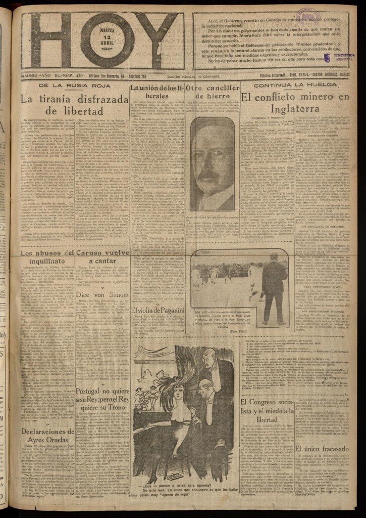 Miniatura de Hoy del 12 de abril de 1921