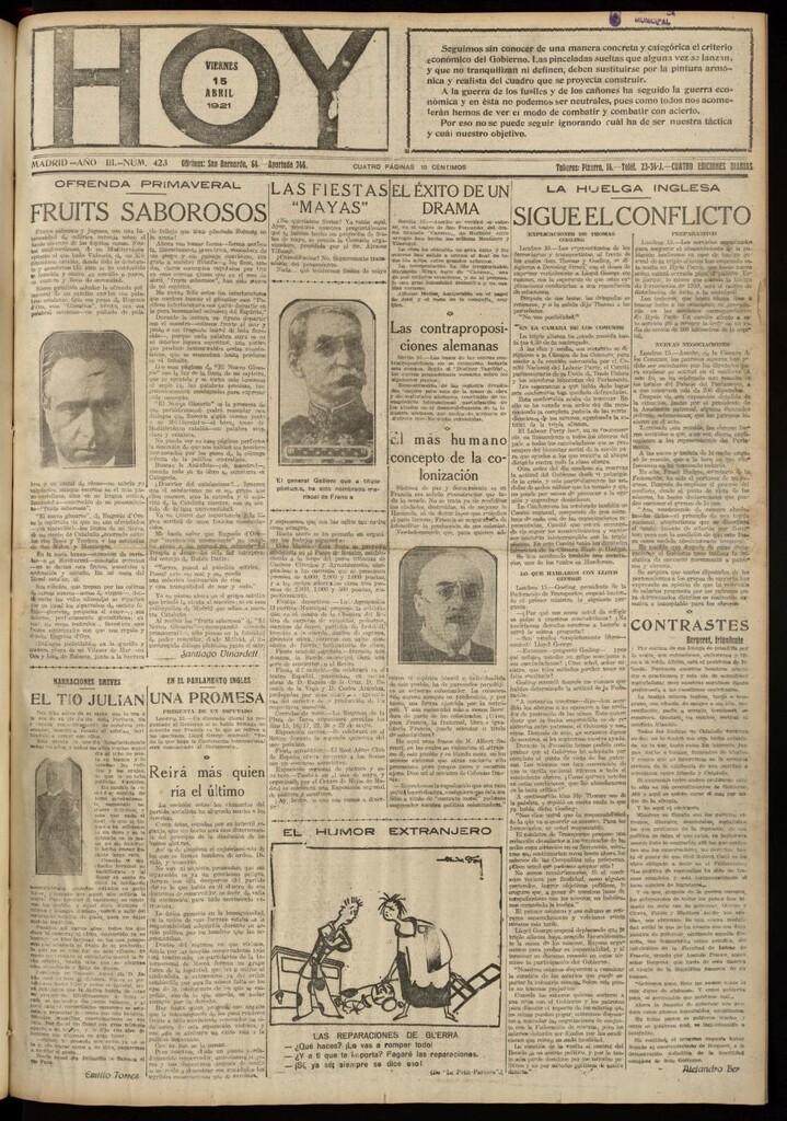 Miniatura de Hoy del 15 de abril de 1921