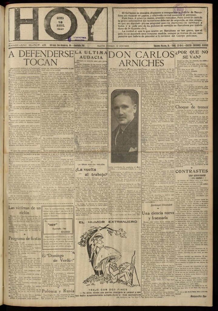 Miniatura de Hoy del 18 de abril de 1921
