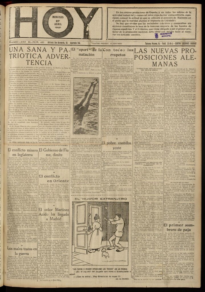 Miniatura de Hoy del 27 de abril de 1921