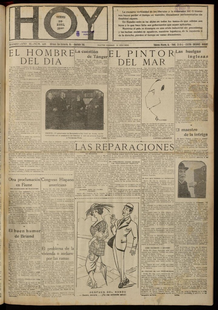 Miniatura de Hoy del 29 de abril de 1921