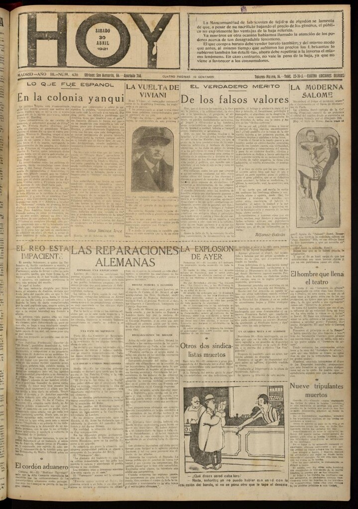 Miniatura de Hoy del 30 de abril de 1921