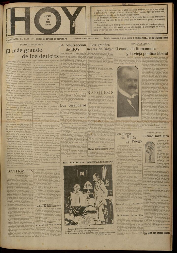 Miniatura de Hoy del 5 de mayo de 1921