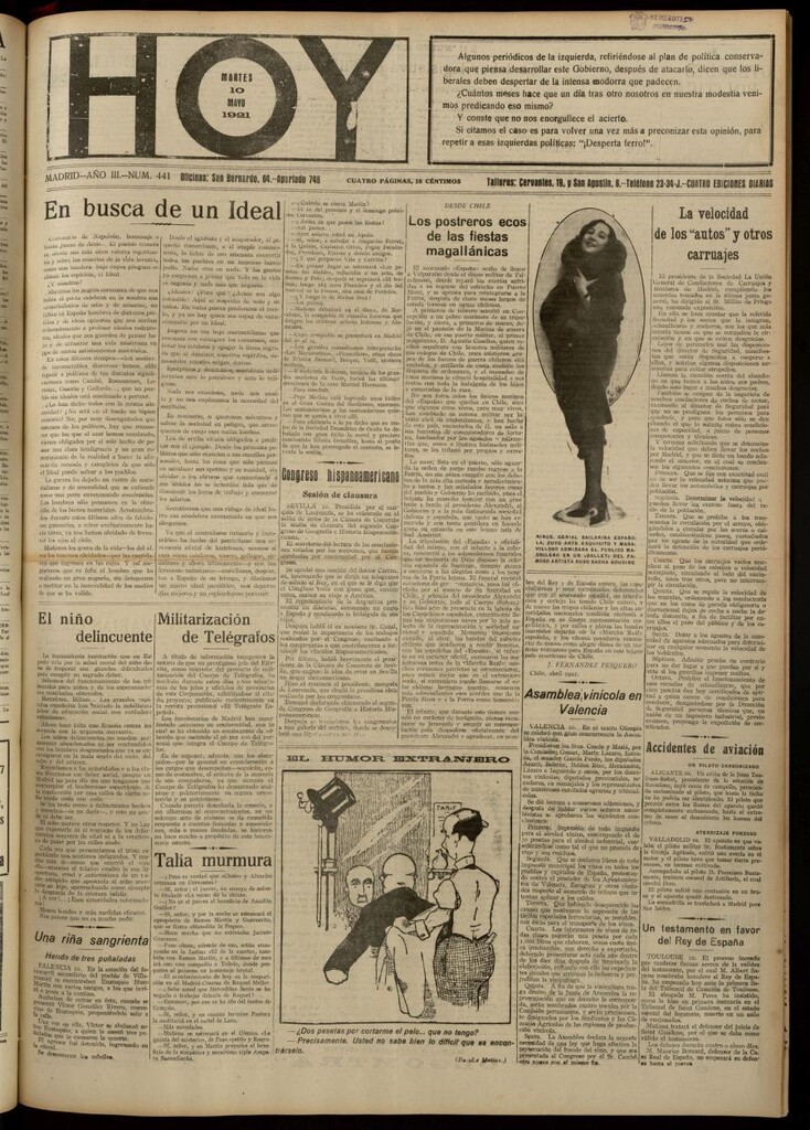 Miniatura de Hoy del 10 de mayo de 1921