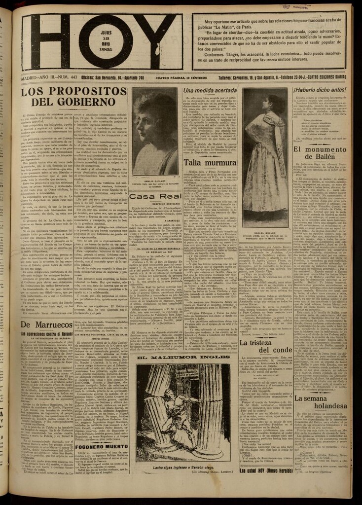 Miniatura de Hoy del 12 de mayo de 1921