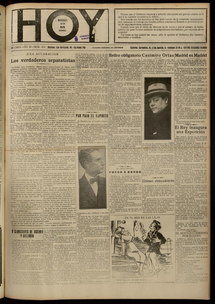 Miniatura de Hoy del 25 de mayo de 1921