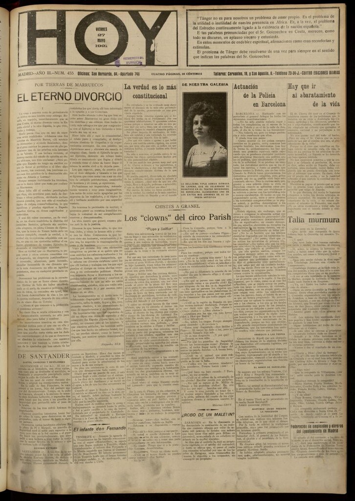 Miniatura de Hoy del 27 de mayo de 1921