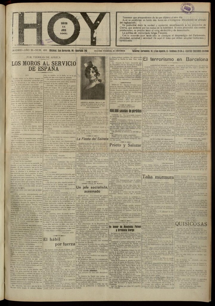 Miniatura de Hoy del 11 de junio de 1921
