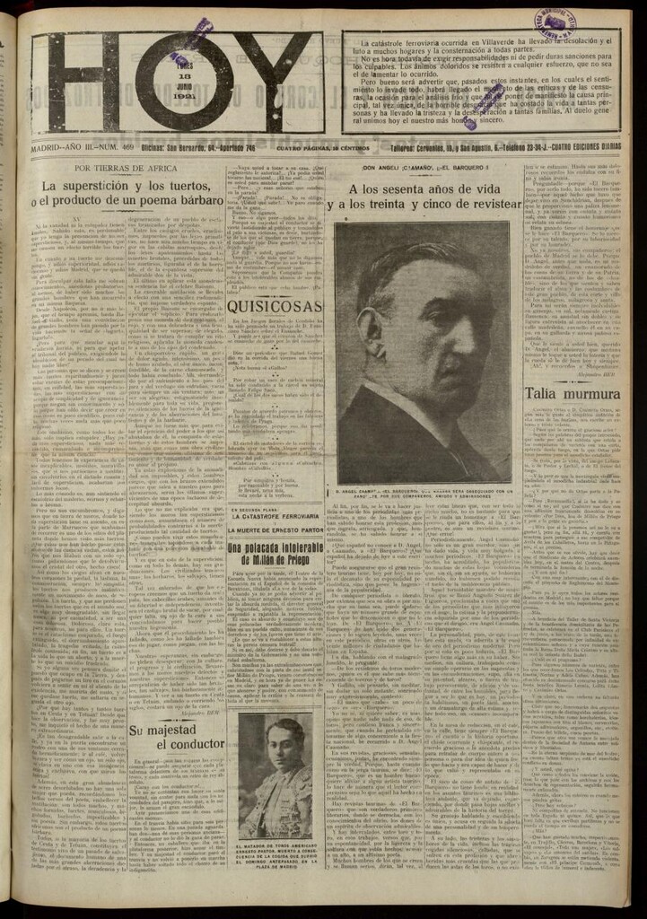Miniatura de Hoy del 13 de junio de 1921