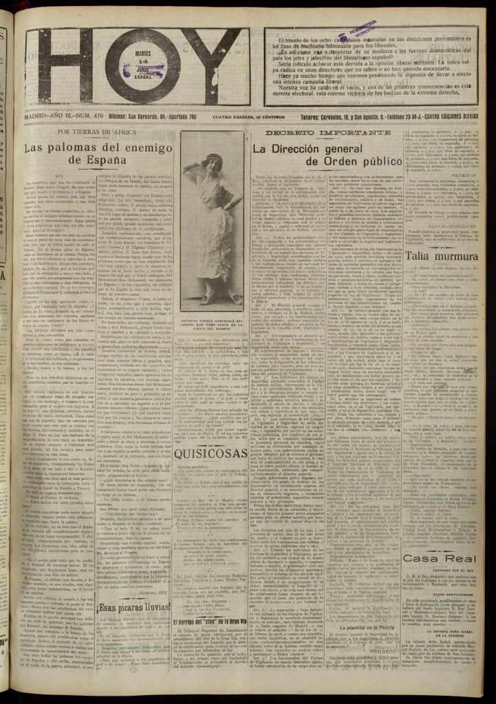 Miniatura de Hoy del 14 de junio de 1921